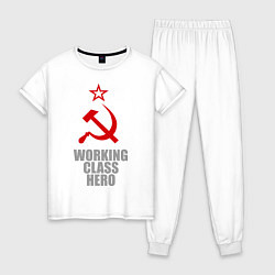 Пижама хлопковая женская Working class hero, цвет: белый