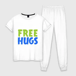 Пижама хлопковая женская Объятия бесплатно, цвет: белый