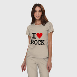 Пижама хлопковая женская I love Rock, цвет: миндальный — фото 2