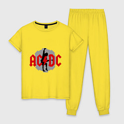 Пижама хлопковая женская AC/DC: Angus Young, цвет: желтый