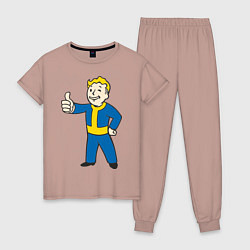 Пижама хлопковая женская Fallout Boy, цвет: пыльно-розовый