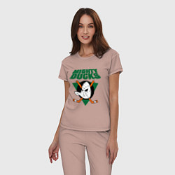 Пижама хлопковая женская Anaheim Mighty Ducks, цвет: пыльно-розовый — фото 2