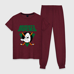 Пижама хлопковая женская Anaheim Mighty Ducks, цвет: меланж-бордовый