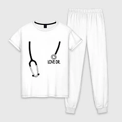 Пижама хлопковая женская Love Dr. House, цвет: белый