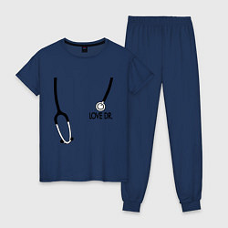 Пижама хлопковая женская Love Dr. House, цвет: тёмно-синий