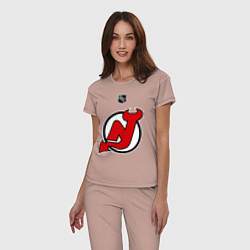 Пижама хлопковая женская New Jersey Devils: Kovalchuk 17, цвет: пыльно-розовый — фото 2