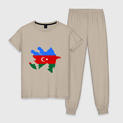 Пижама хлопковая женская Azerbaijan map, цвет: миндальный