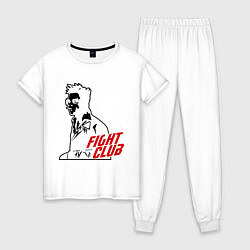 Пижама хлопковая женская FIght Club: Tyler Durden цвета белый — фото 1