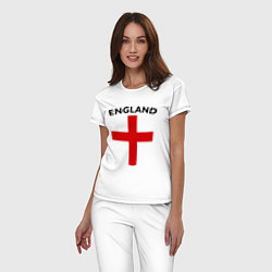 Пижама хлопковая женская England Shield, цвет: белый — фото 2