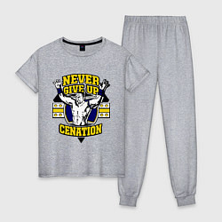 Пижама хлопковая женская Never Give Up: Cenation, цвет: меланж