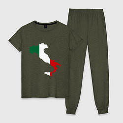 Пижама хлопковая женская Италия (Italy), цвет: меланж-хаки