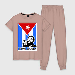 Пижама хлопковая женская Fidel: Viva, Cuba!, цвет: пыльно-розовый