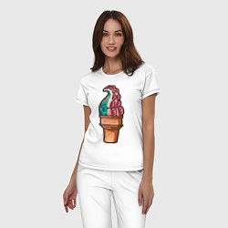 Пижама хлопковая женская Мороженое-осьминог, цвет: белый — фото 2