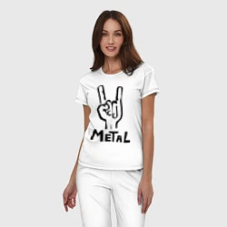 Пижама хлопковая женская Metal, цвет: белый — фото 2