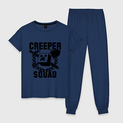 Пижама хлопковая женская Creeper Squad, цвет: тёмно-синий