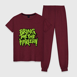 Пижама хлопковая женская Bring me the horizon, цвет: меланж-бордовый