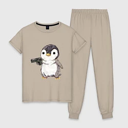 Женская пижама Пингвин с пистолетом