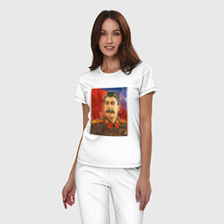 Пижама хлопковая женская Сталин: полигоны, цвет: белый — фото 2