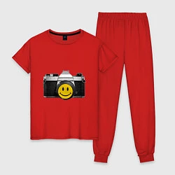 Пижама хлопковая женская Фото-smile, цвет: красный