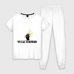 Пижама хлопковая женская Vegetarian (Вегетерианство), цвет: белый