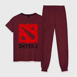 Пижама хлопковая женская Dota 2: Logo, цвет: меланж-бордовый