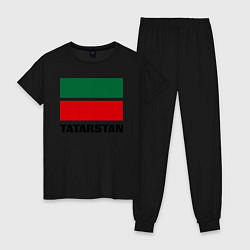 Пижама хлопковая женская Флаг Татарстана, цвет: черный