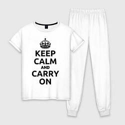 Пижама хлопковая женская Keep Calm & Carry On, цвет: белый