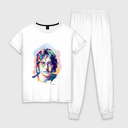 Пижама хлопковая женская John Lennon: Art, цвет: белый