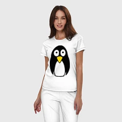 Пижама хлопковая женская Милый пингвин, цвет: белый — фото 2