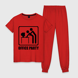 Пижама хлопковая женская Office Party, цвет: красный