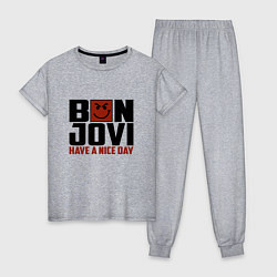 Пижама хлопковая женская Bon Jovi: Nice day, цвет: меланж