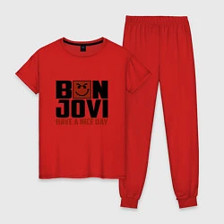Пижама хлопковая женская Bon Jovi: Nice day, цвет: красный
