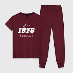 Пижама хлопковая женская Limited Edition 1976 цвета меланж-бордовый — фото 1