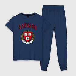 Пижама хлопковая женская Harvard university, цвет: тёмно-синий