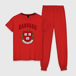 Пижама хлопковая женская Harvard university, цвет: красный