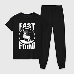 Пижама хлопковая женская FAST FOOD олень в прицеле, цвет: черный