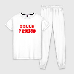 Пижама хлопковая женская Hello Friend, цвет: белый