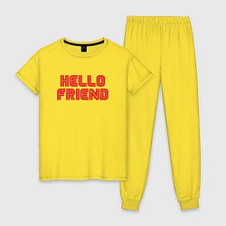 Пижама хлопковая женская Hello Friend, цвет: желтый