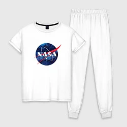 Пижама хлопковая женская NASA: Cosmic Logo, цвет: белый