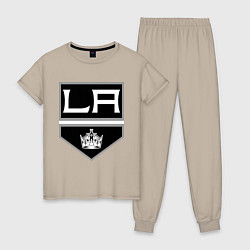 Пижама хлопковая женская Los Angeles Kings, цвет: миндальный