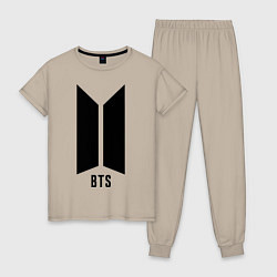 Пижама хлопковая женская BTS Army, цвет: миндальный