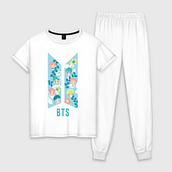 Пижама хлопковая женская BTS Army Floral, цвет: белый