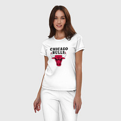 Пижама хлопковая женская Chicago Bulls, цвет: белый — фото 2