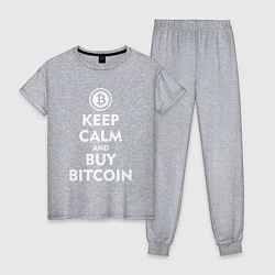 Пижама хлопковая женская Keep Calm & Buy Bitcoin, цвет: меланж