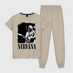 Пижама хлопковая женская Black Nirvana, цвет: миндальный