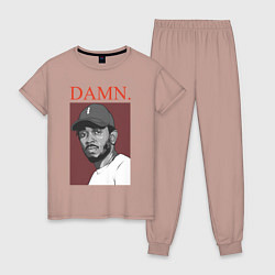Пижама хлопковая женская Kendrick Lamar: DAMN, цвет: пыльно-розовый