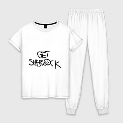 Пижама хлопковая женская Get sherlock, цвет: белый