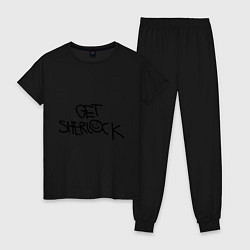 Пижама хлопковая женская Get sherlock, цвет: черный