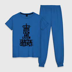 Пижама хлопковая женская Keep Calm & Listen Suicide Silence цвета синий — фото 1