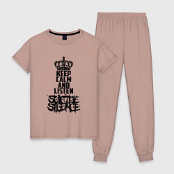 Пижама хлопковая женская Keep Calm & Listen Suicide Silence, цвет: пыльно-розовый